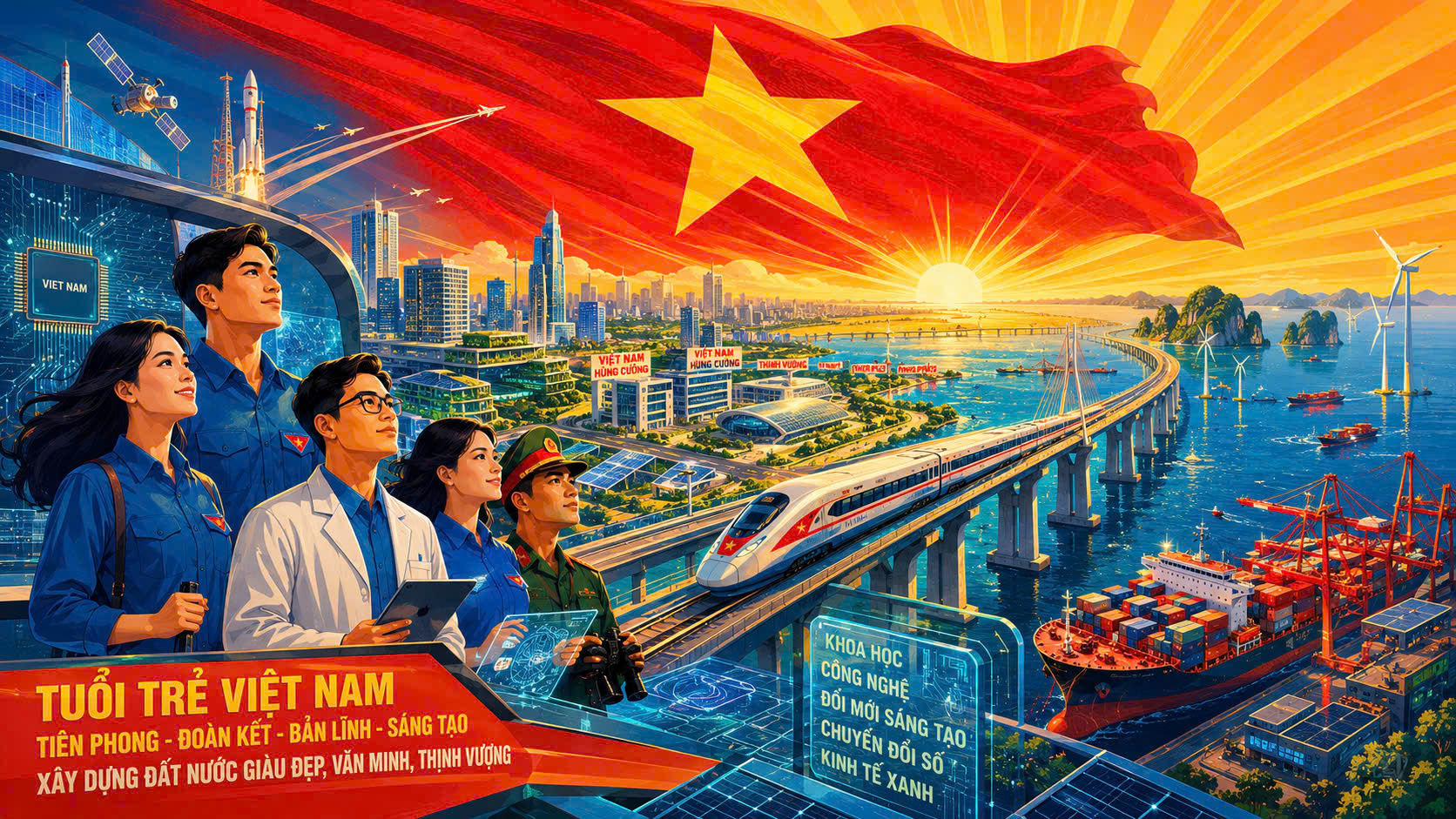 Tuổi trẻ Việt Nam tiên phong – đoàn kết – bản lĩnh – sáng tạo xây dựng đất nước giàu đẹp, văn minh, thịnh vượng